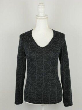 Exofficio Dri-Release Women's XS Black Gray Floral Burnout Long Sleeve Blouse